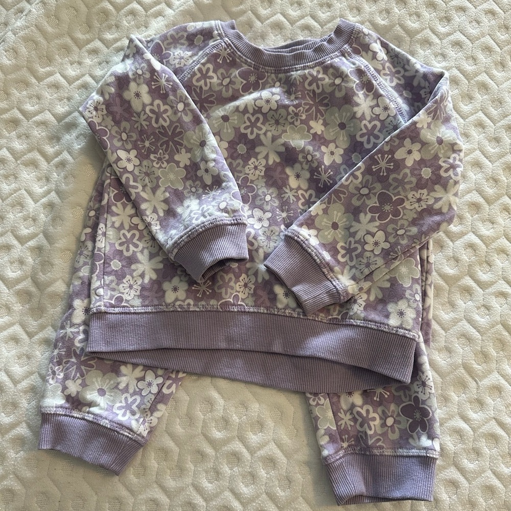 Floral Purple Toddler Sweatshirt and Pants Set
